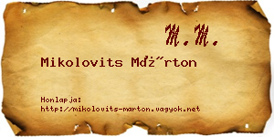 Mikolovits Márton névjegykártya
